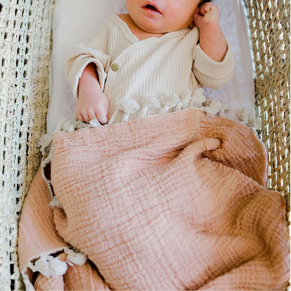 Crane Baby 6-Layer Quilt Muslin Swaddle Blanket, Soft Cotton Lightweight Nursery and Stroller