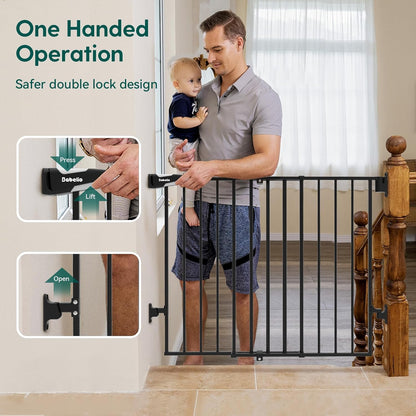 Babelio 26-43" No Bottom Bar Baby Gate for Babies, Elders and Pets, 2-in-1 Hardware Mount Dog Gate