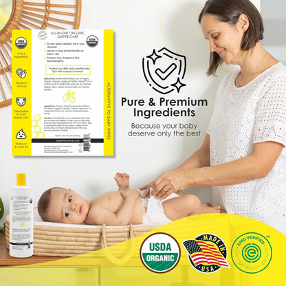 La Petite Creme French Premium Diapering Lotion - Diaper Cream Alternative to Baby Wipes