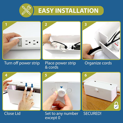 Power Strip Cover Box - Effectively Baby Proofs Power Strip with Patented Dual Lock. Convenient