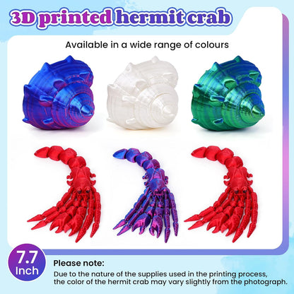 3D Printed Hermit Crab Fidget,3D Printed Dynamic Animals Toy,Full Articulated Flexible Crystal