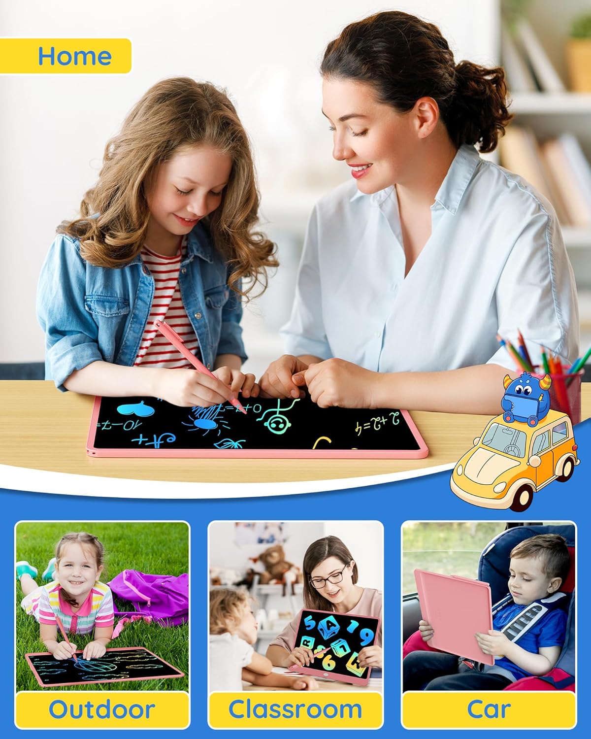 TEKFUN LCD Writing Tablet Doodle Board, 16 Inch Colorful Drawing Tablet Writing Pad,Toddler Toys
