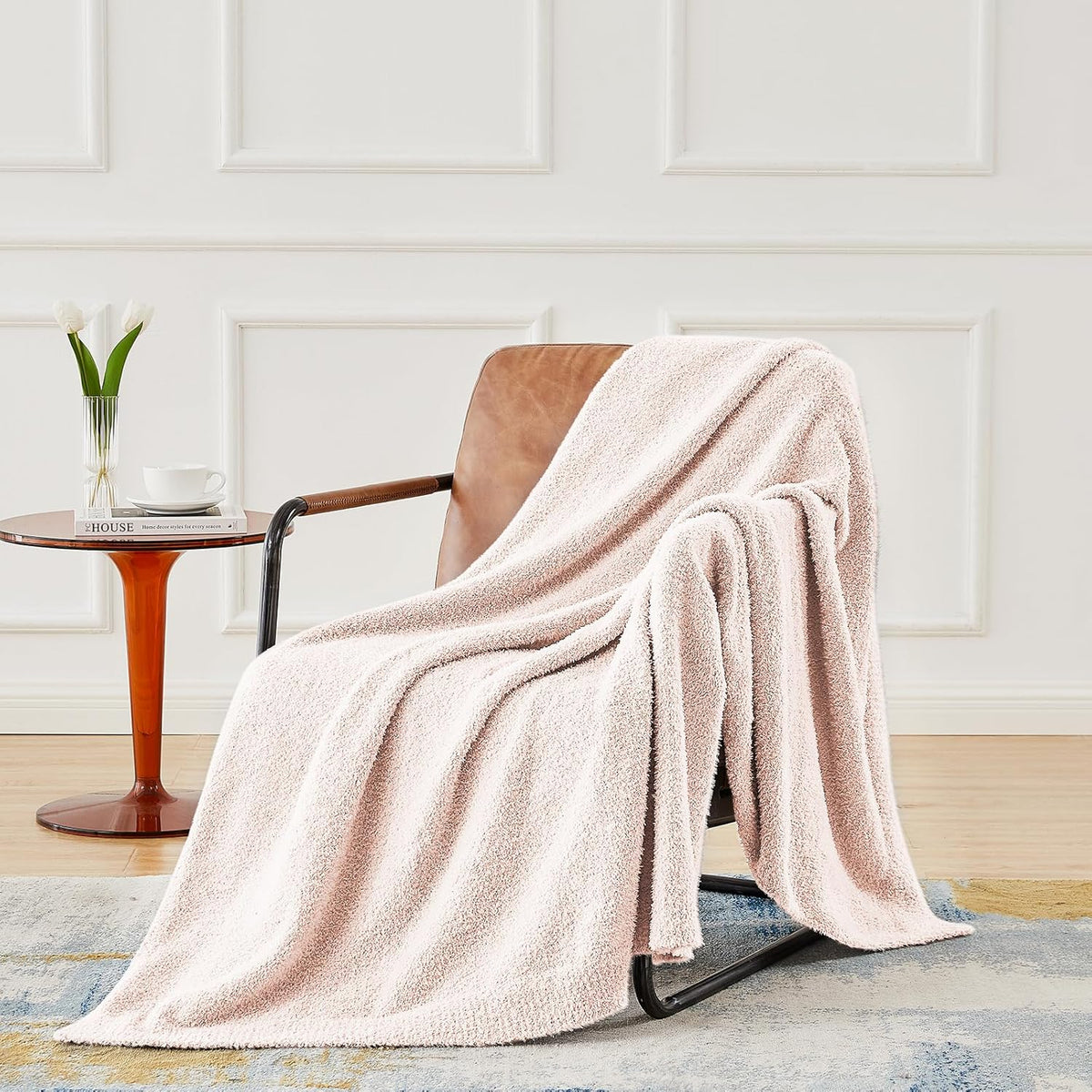 CYMULA Pink Soft Throw Blanket Twin Size Pink 60x80 inches - Lightweight Plush Fuzzy Fluffy Warm