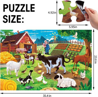 Jumbo Floor Puzzle for Kids,Farm Animals Jigsaw Large Puzzles,48 Piece Barn Puzzle for Toddler Ages