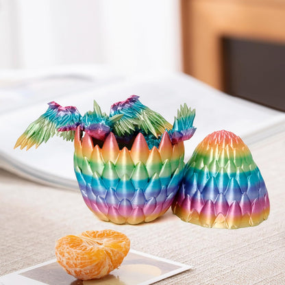 3D Printed Dragon Egg, Rainbow Flying Dragon in Colorful Eggs, Fidget Toy for Birthday Gift