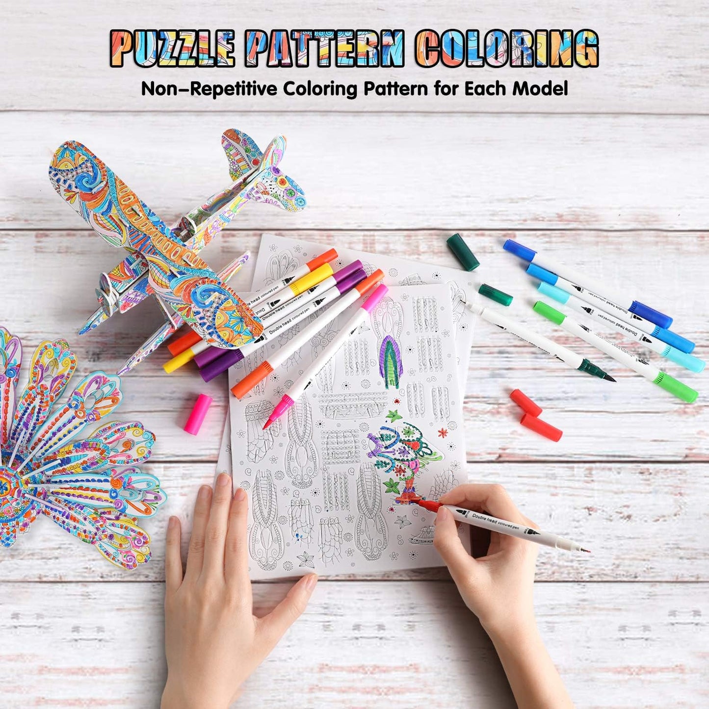 3D Coloring Puzzle Set, Arts and Crafts for Girls and Boys Age 6 7 8 9 10 11 12 Year Old, Fun