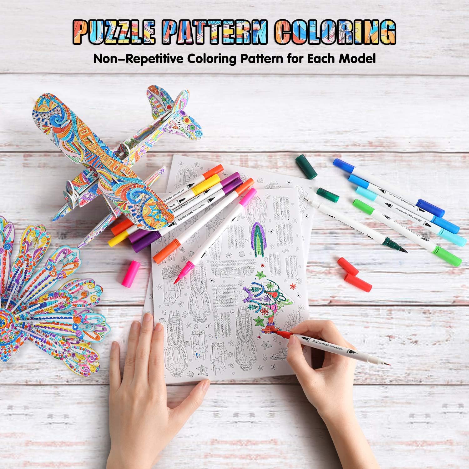 3D Coloring Puzzle Set, Arts and Crafts for Girls and Boys Age 6 7 8 9 10 11 12 Year Old, Fun