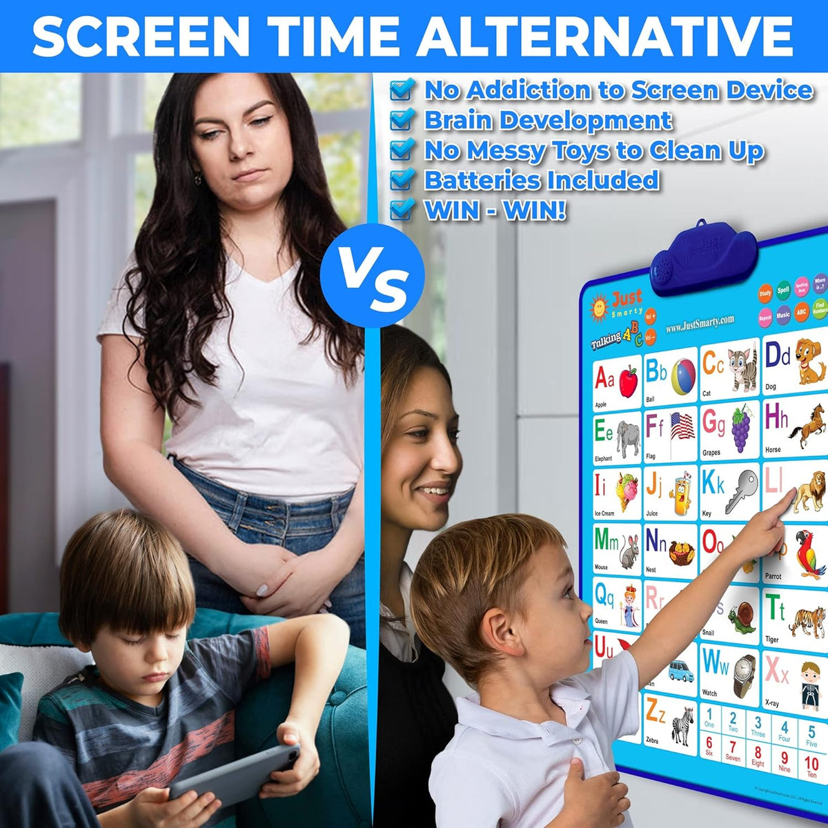 Just Smarty Interactive Alphabet Wall Chart | Talking ABCs & 123s Music Poster with Interactive