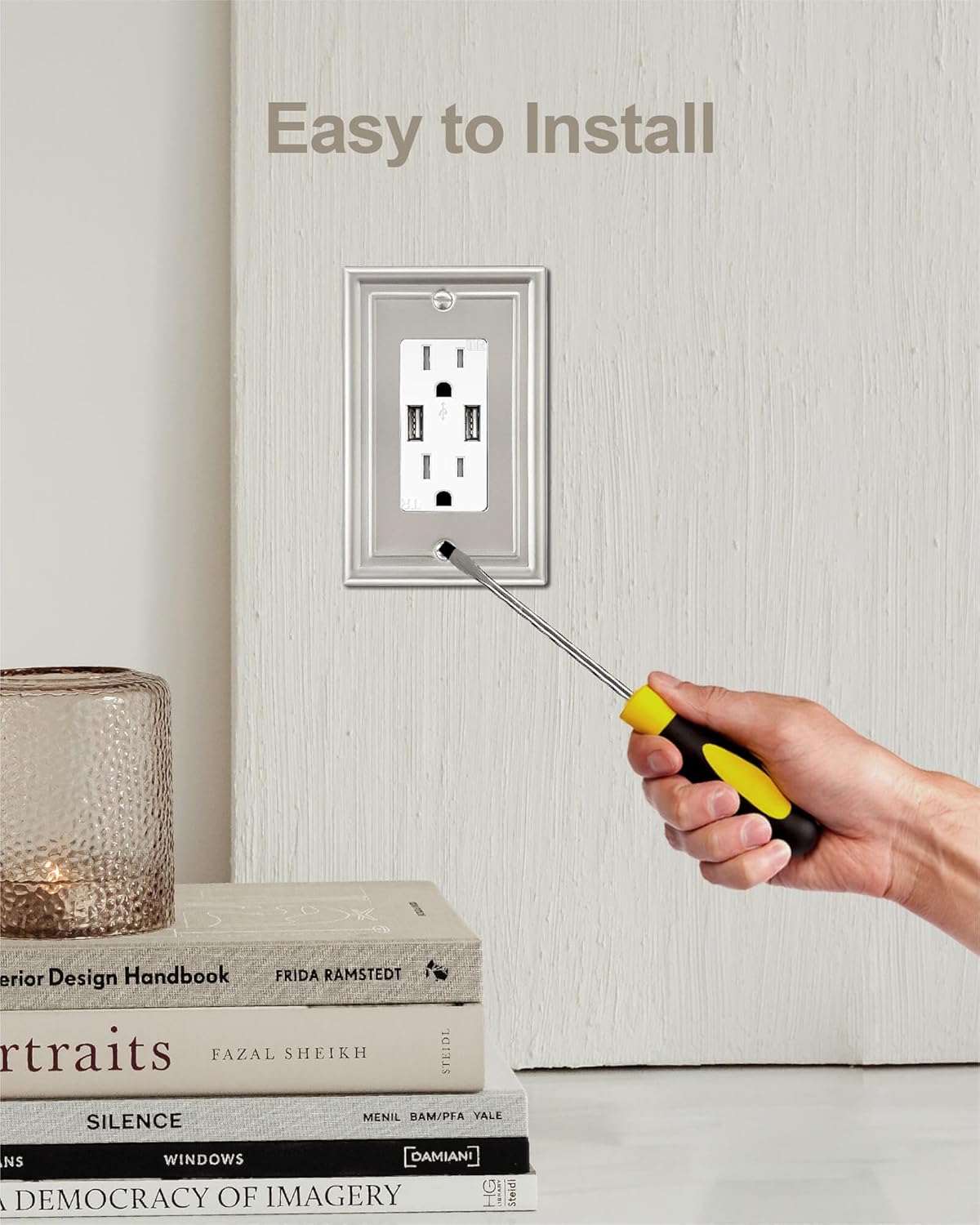 2-Pack Decorator Wall Plate, Satin Nickel Electrical Outlet Cover Plate for Receptacle, Dimmer
