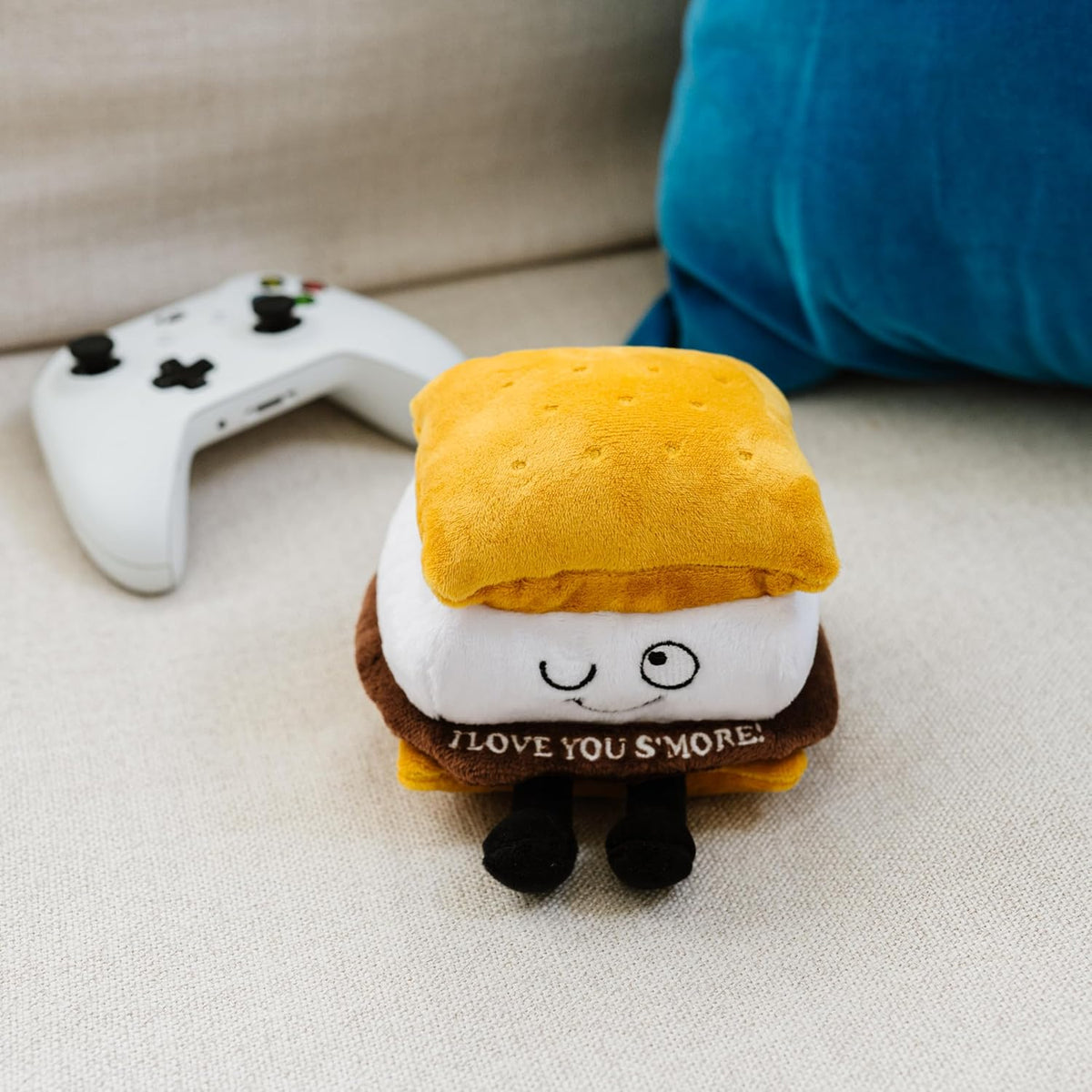 Love You S’More Foodie Plushie, Funny Pun Meme Gag Gift, White Elephant, Stocking Stuffer Present