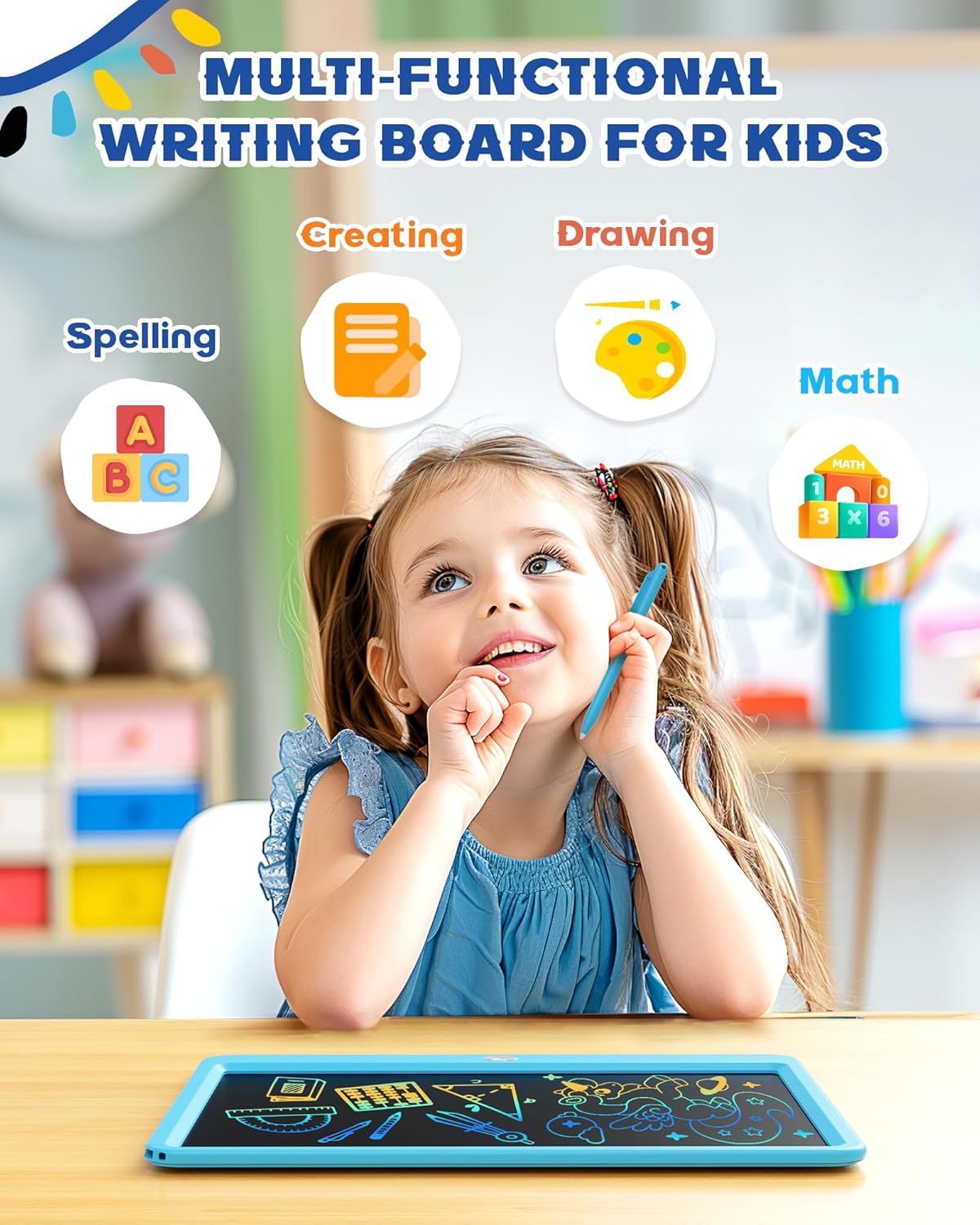 Bravokids 12 Inch LCD Writing Tablet for 3 Year Olds - Electronic Drawing Pad and Doodle Board as