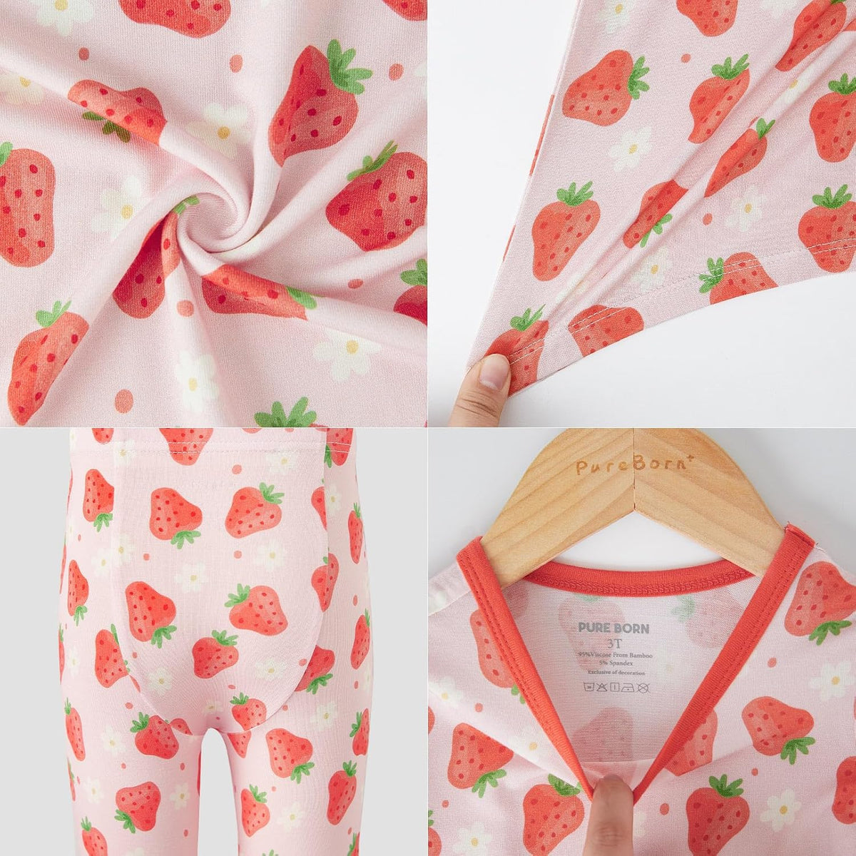 pureborn Baby Viscose From Bamboo Pajamas Set Pjs - Kids Toddler Girl Snug Fit Viscose Sleepwear
