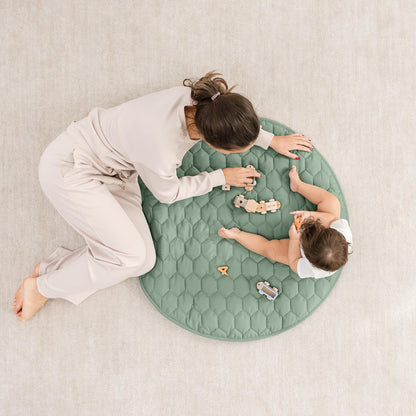 Comfy Cubs Round Kids Play Mat -Small 36 inches Soft Quilted Baby Floor Mat with Non-Slip Bottom