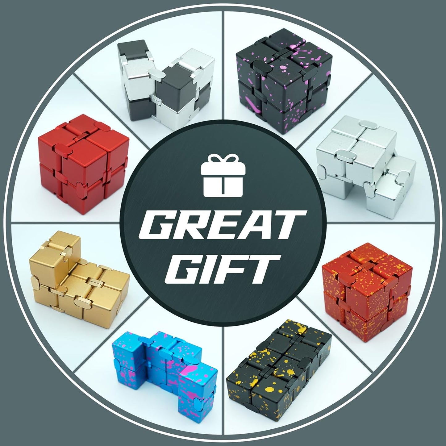 Fidget Infinity Cubes Metal, Desk Fidgets for Kids Adults, Hand Toys for Anxiety, ADHD, EDC, Stress