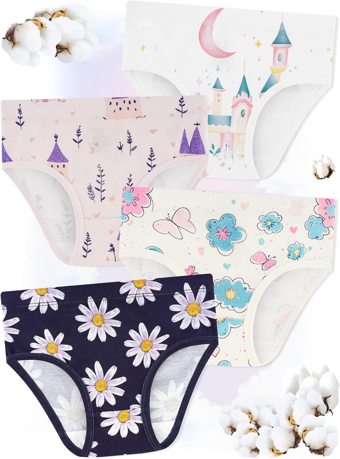 Girls' Underwear,Soft Cotton Tagless Panties for Toddlers' & Little Kids' Comfort,Breathable