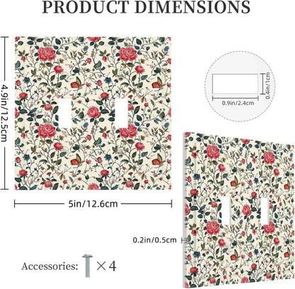 Decorative Switch Plates Vintage Flowers Rose Leaf Bird Butterfly 2 Gang Double Toggle Outlet Light