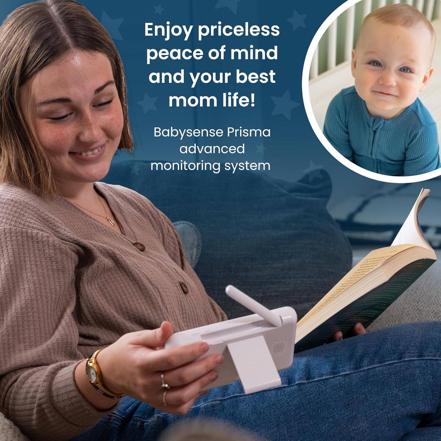 Babysense Prisma Baby Monitor with Camera and Audio, 5” HD Video Baby Monitor, 6-Color Night Light