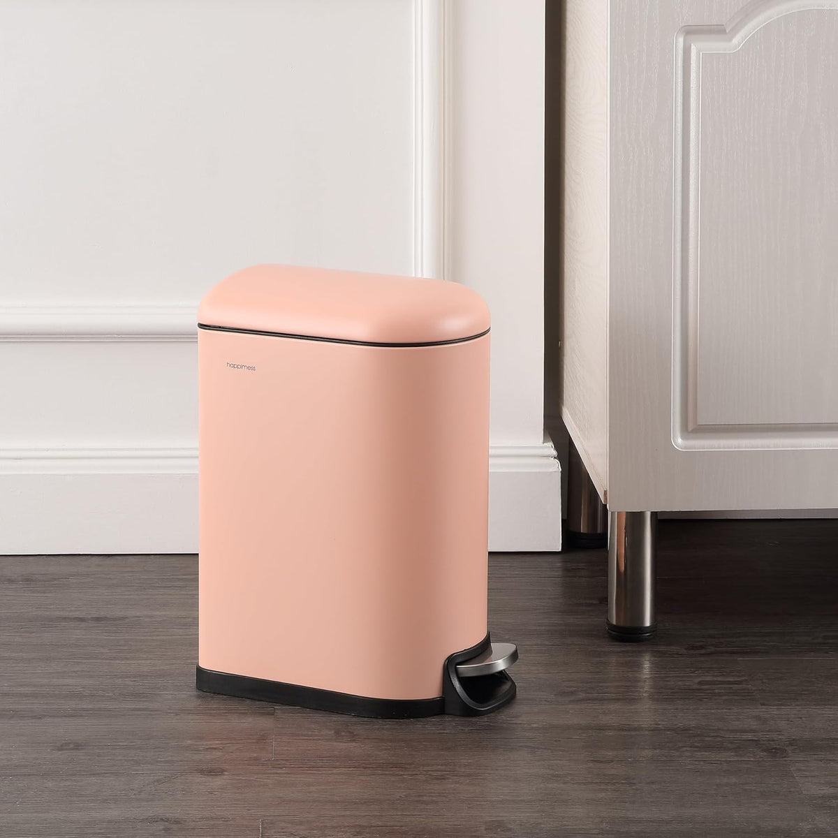happimess HPM1009G Roland Mini 2.6-Gallon Step-Open Trash Can, Flamingo Pink,with Soft-Close Lid