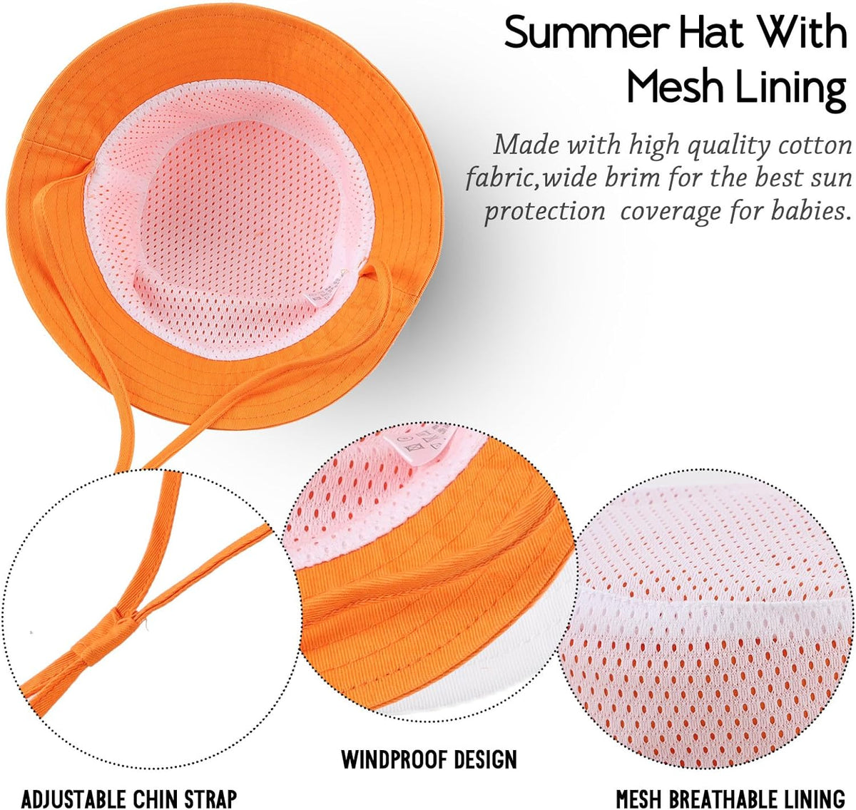 JANGANNSA Cotton Baby Sun Hat Infant Toddler Boys Girls Bucket Hats Summer Sun Protection Kids