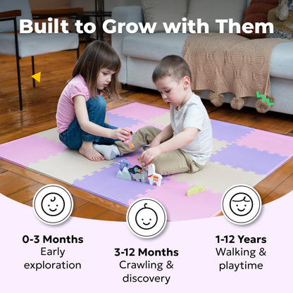 MioTetto Baby Play Mat, Soft Foam Floor Tiles for Kids. Adjustable Interlocking Foam Tiles, Fits