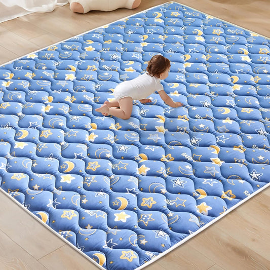Odorless Premium Foam Baby Play Mat 4ft x 6ft, Soft Microfiber Fabric Crawling Mat for Floor