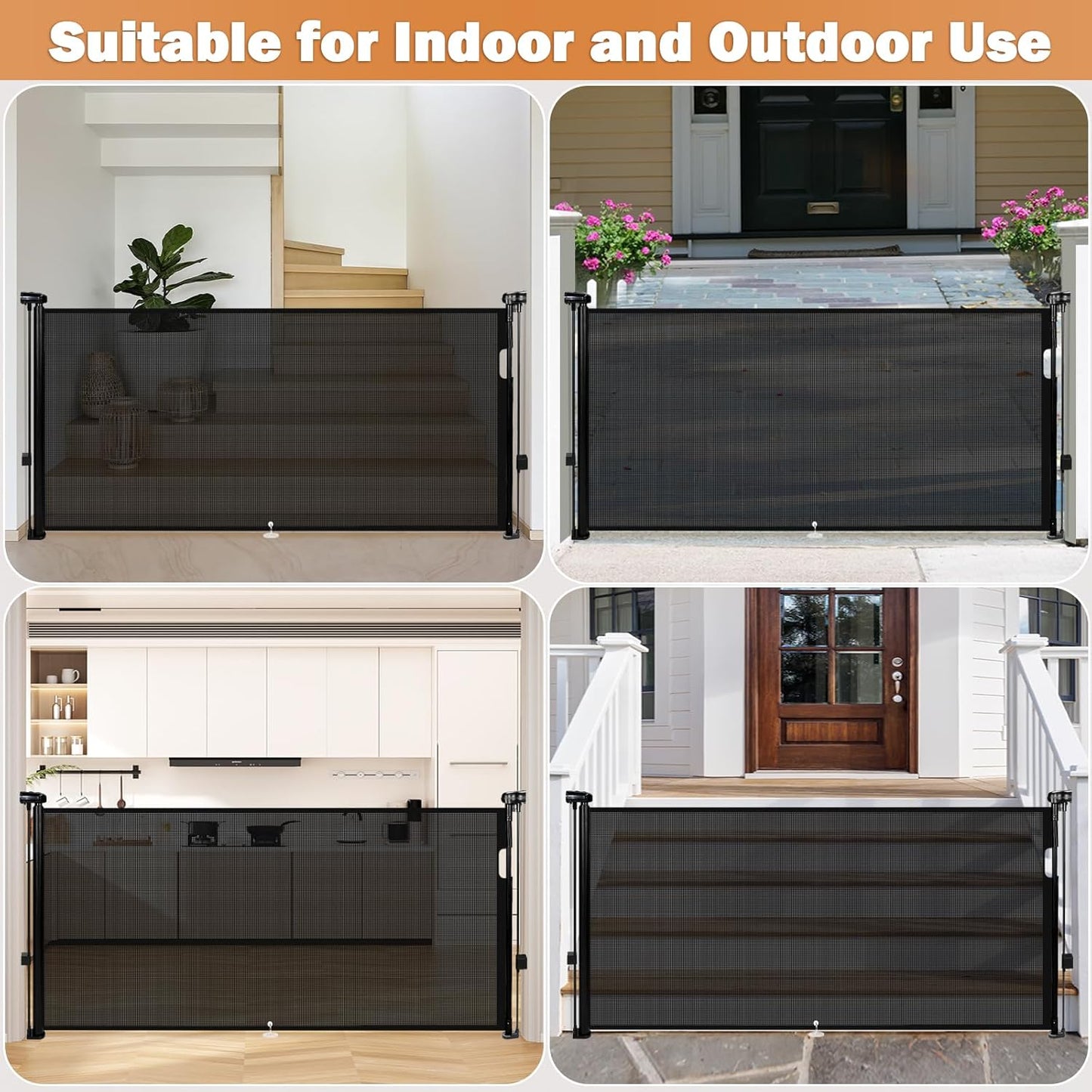 Retractable Baby Gates Dog Gate for Stairs, 55" Wide Mesh Baby Gate Pet Gate for The House, 34"