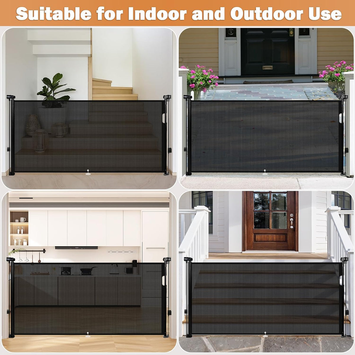 Retractable Baby Gates Dog Gate for Stairs, 55" Wide Mesh Baby Gate Pet Gate for The House, 34"