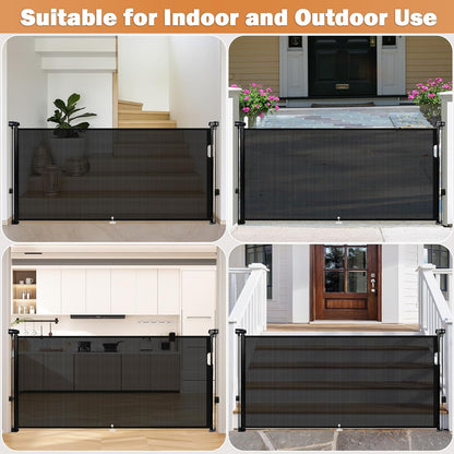 Retractable Baby Gates Dog Gate for Stairs, 55" Wide Mesh Baby Gate Pet Gate for The House, 34"