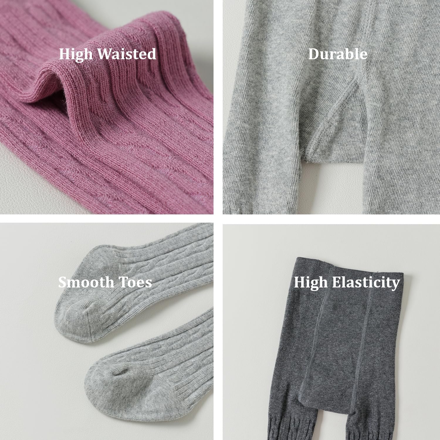 Marchare Baby Girls Tights Thick Solid Cable Knit Leggings Winter Warm Stockings For Toddler Girls
