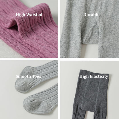 Marchare Baby Girls Tights Thick Solid Cable Knit Leggings Winter Warm Stockings For Toddler Girls