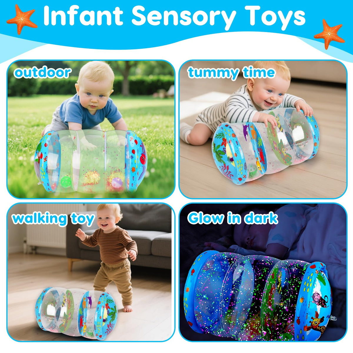 Crawling & Walking Baby Toys 6-12 Months Glowing Inflatable Rolling Toy