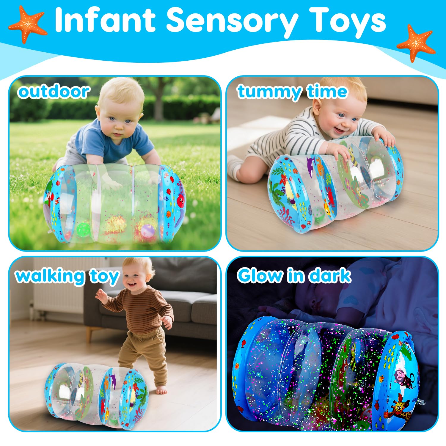Crawling & Walking Baby Toys 6-12 Months Glowing Inflatable Rolling Toy