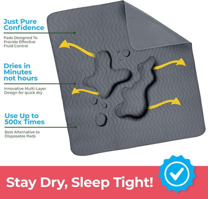 Utopia Bedding Washable Underpads 34" x 36" (Pack of 4), Waterproof Reusable Heavy Absorbency