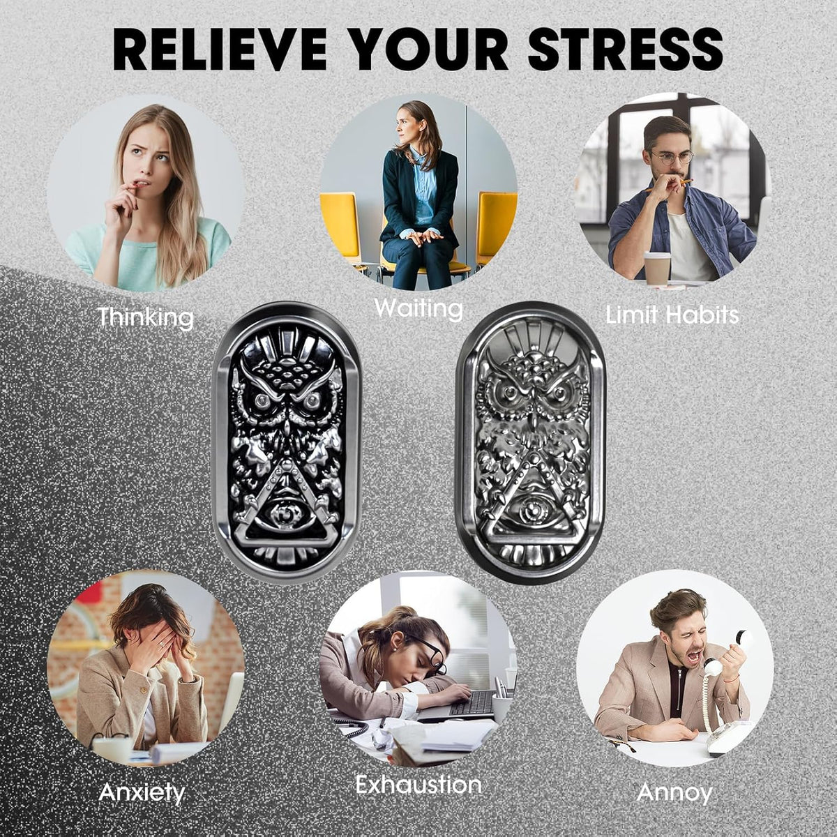 Fidget Slider, Metal Magnetic Fidget Toys Adults, Owl Push Card,Desk Toys Gift for Stress Relief