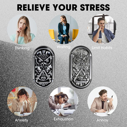 Fidget Slider, Metal Magnetic Fidget Toys Adults, Owl Push Card,Desk Toys Gift for Stress Relief