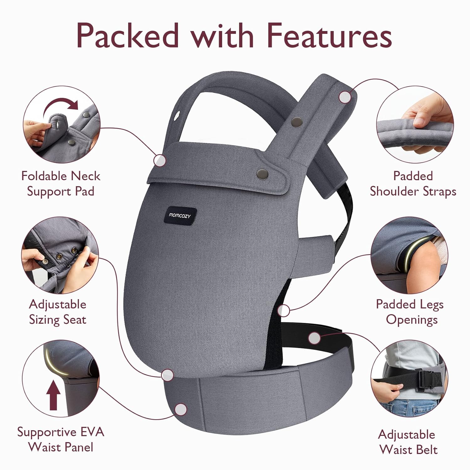 Momcozy Baby Carrier - Ergonomic, Cozy and Lightweight Carrier for 7-44lbs, Effortless to Put On