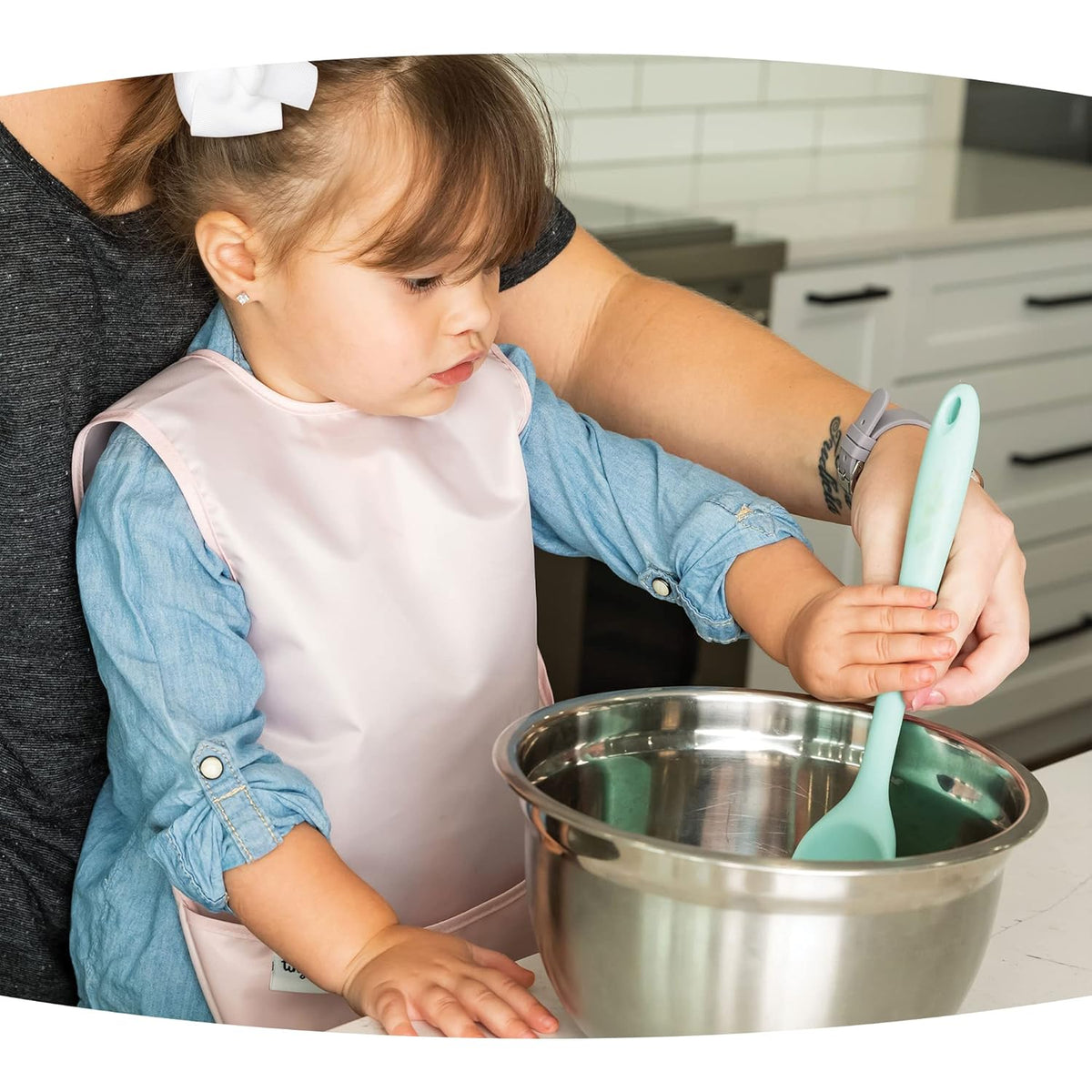 Tiny Twinkle Mess Proof Apron Bibs - 2 Pack Waterproof & Lightweight Baby Bibs for Led Weaning |