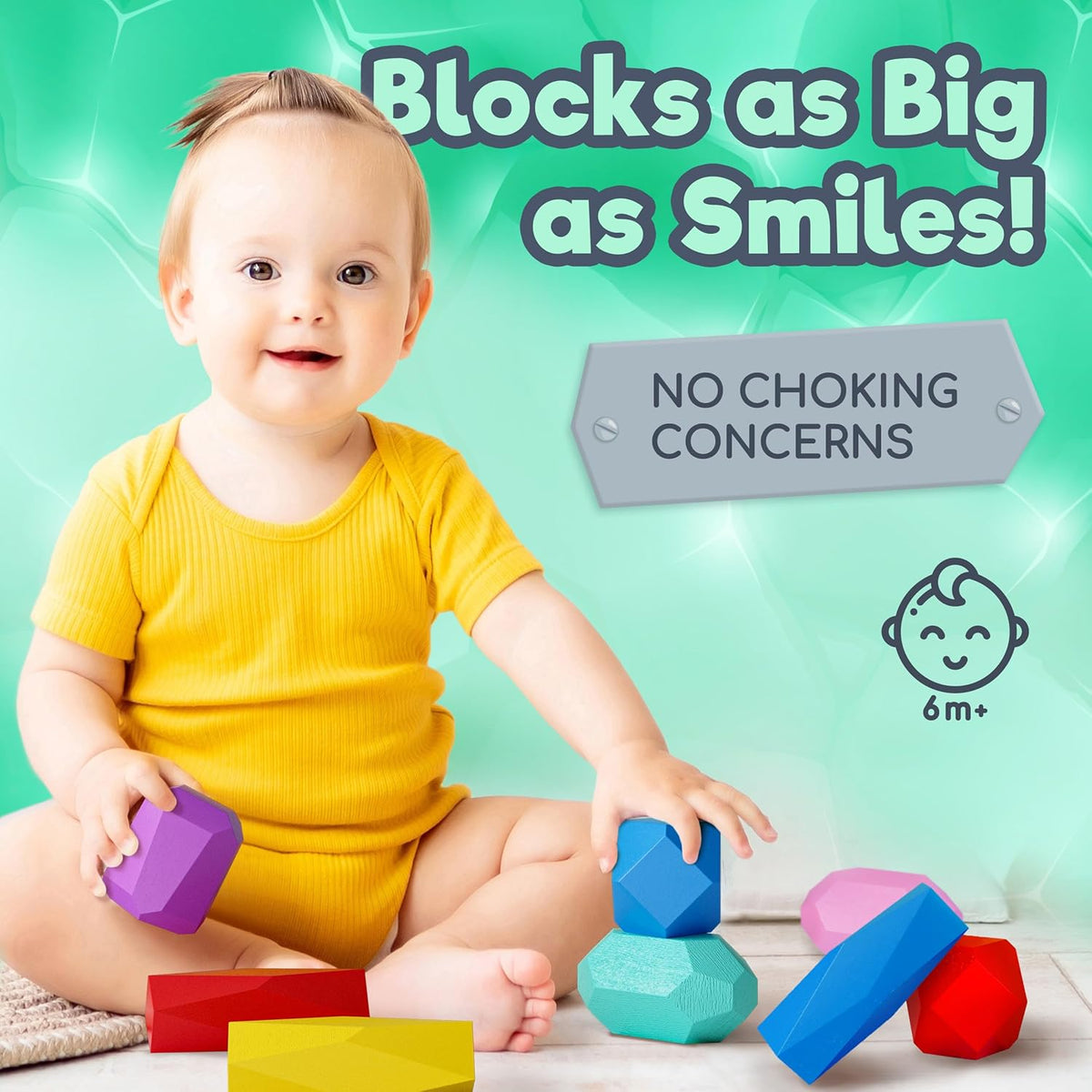 Wooden Stacking Blocks – Montessori Toys for 1 2 3 4 5 6 Year Old Toddlers and Kids, No Choking