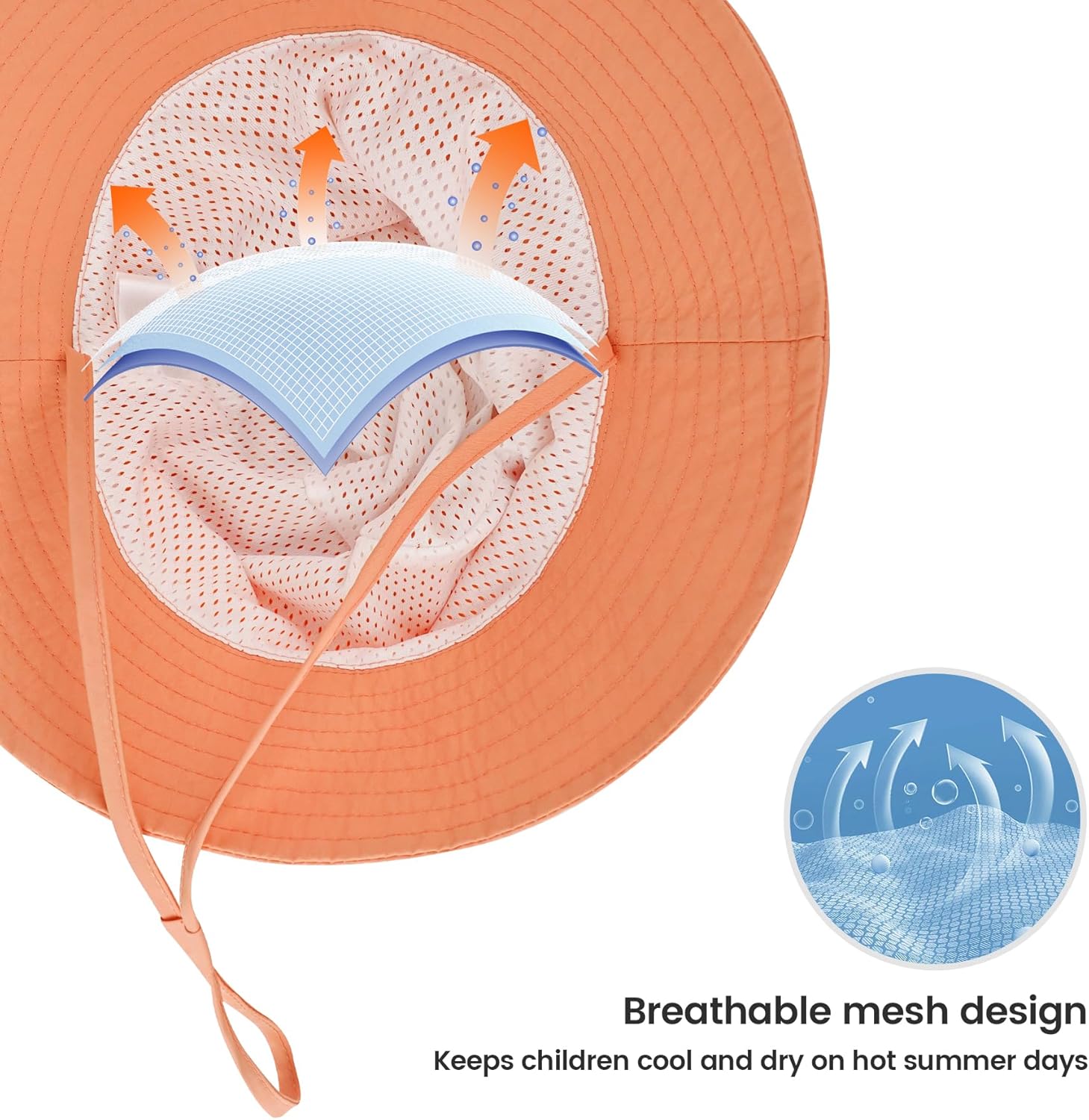 Baby Sun Hat 0-6 Years Toddler Boys Girls Adjustable Bucket Hats Kids Bucket Hats UPF 50+ Wide Brim