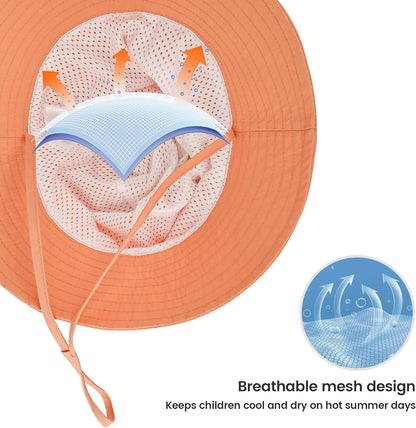 Baby Sun Hat 0-6 Years Toddler Boys Girls Adjustable Bucket Hats Kids Bucket Hats UPF 50+ Wide Brim