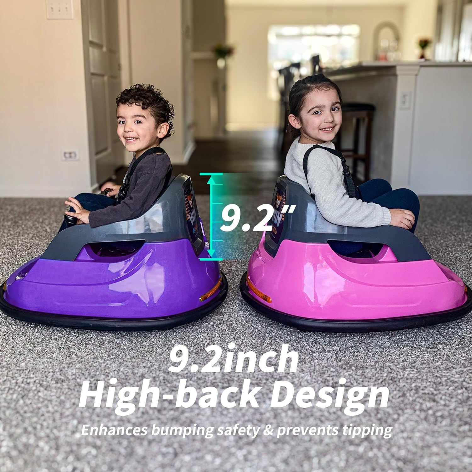 Baby Bumper Car, 6V Electric Kids Bumper Car for Toddlers with Remote Control, Bluetooth - Purple