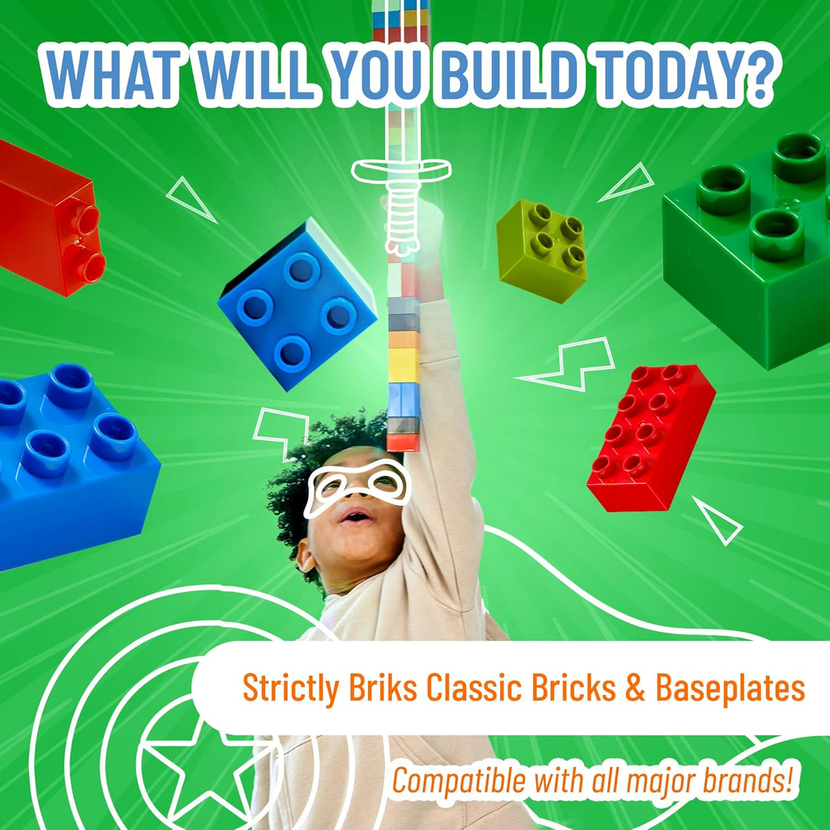 Strictly Briks Classic Bricks Starter Kit – 96 White 2x4 Building Blocks – Creative Set for Kids