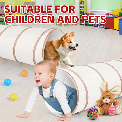Moncoland Kids Play Tunnel Tent for Toddlers, Pop Up Crawl Tunnel Toy for Baby or Pet with Neutral
