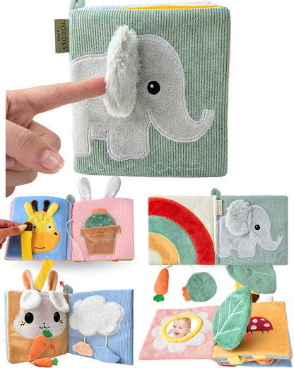 Toodly Soft Baby Book with Mirror - Crinkle Cloth Sensory Book, 0-18 Months