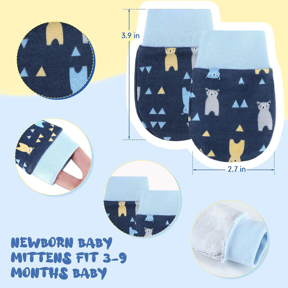 6 Pairs Newborn Baby Mittens No Scratch Gloves Infant Toddler Anti Scratch Essentials Unisex Cotton