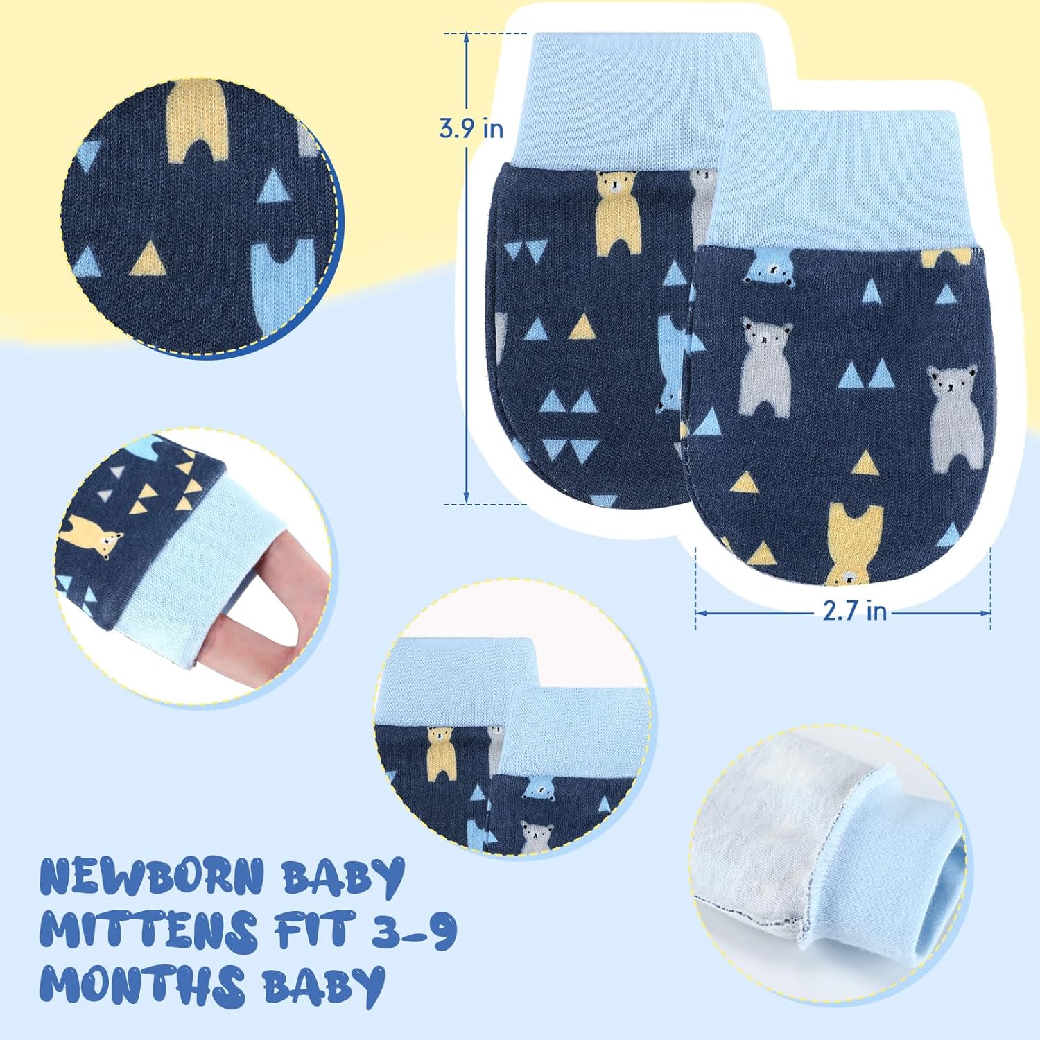 6 Pairs Newborn Baby Mittens No Scratch Gloves Infant Toddler Anti Scratch Essentials Unisex Cotton