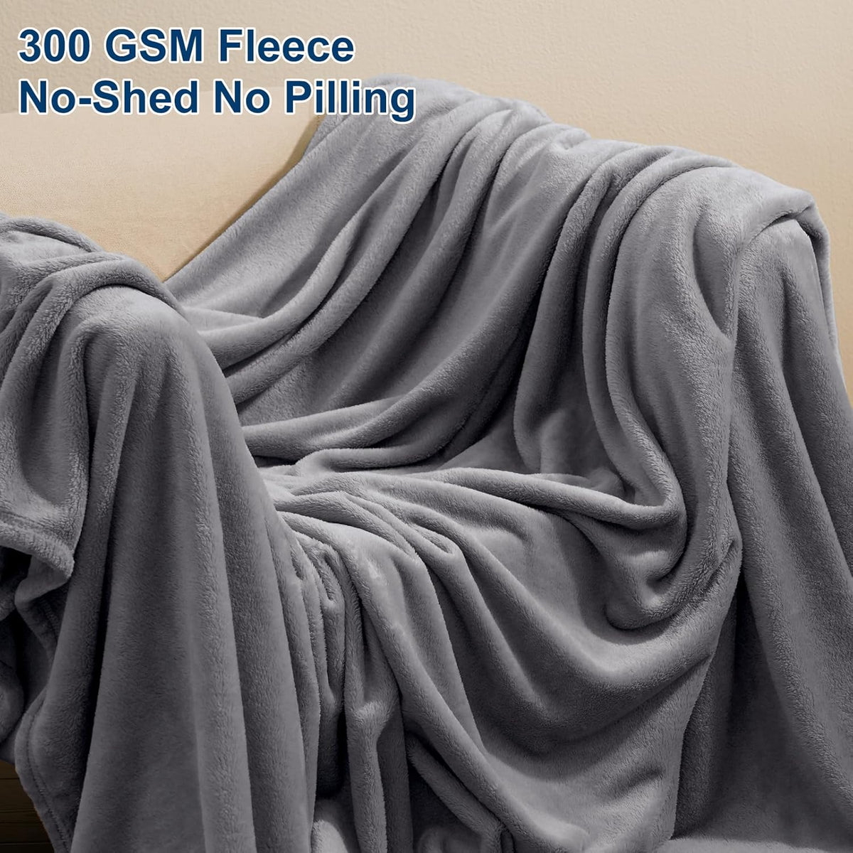 PHF Ultra Soft Fleece Blanket King Size, No Shed No Pilling Luxury Plush Cozy 300GSM Lightweight