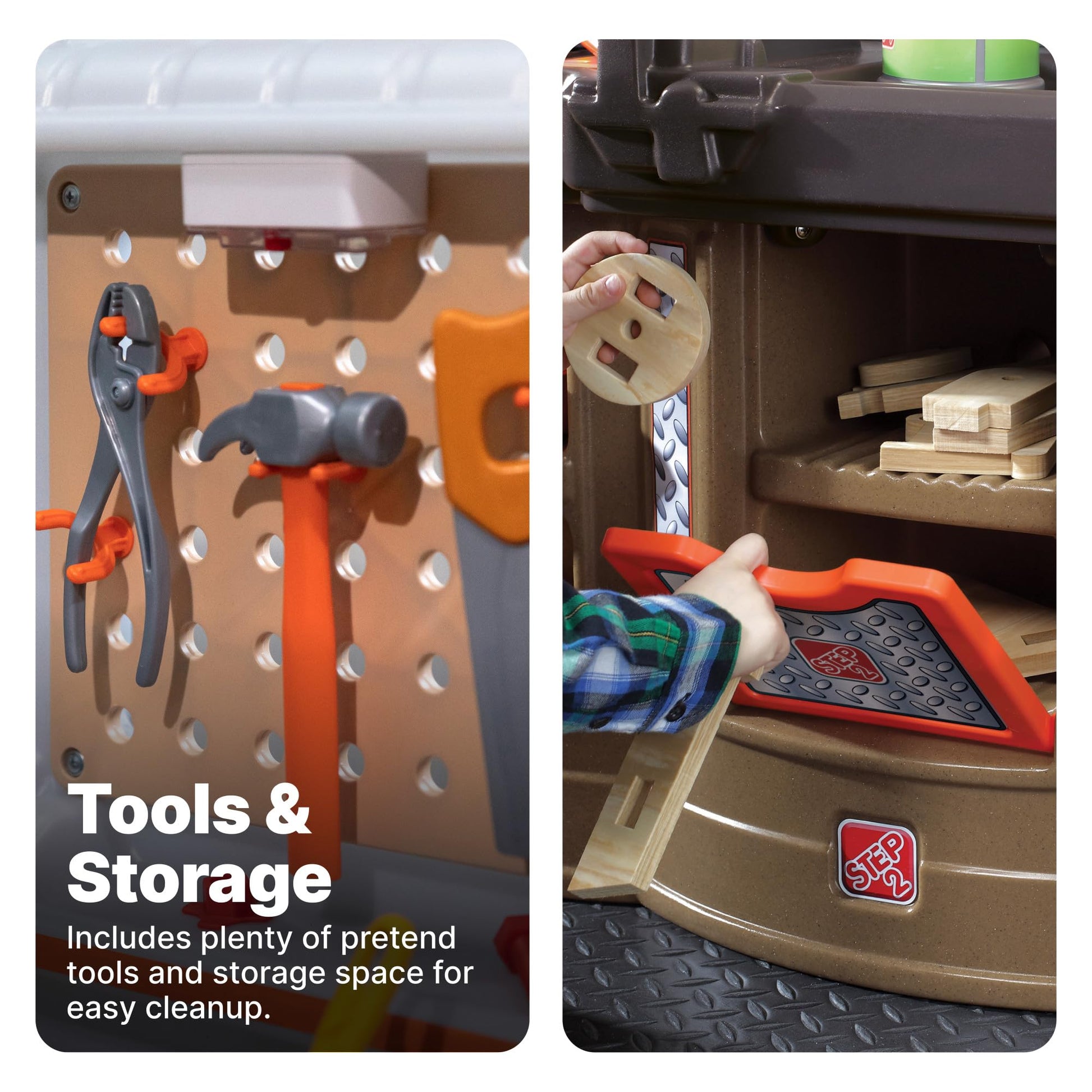 Step2 Big Builders Pro Workshop for Kids, Indoor/Outdoor Tool Bench for Children, Interactive Play