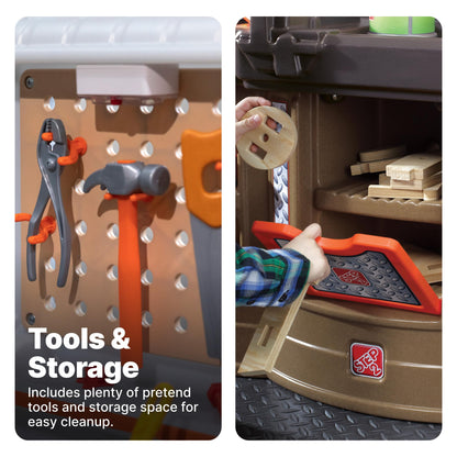 Step2 Big Builders Pro Workshop for Kids, Indoor/Outdoor Tool Bench for Children, Interactive Play