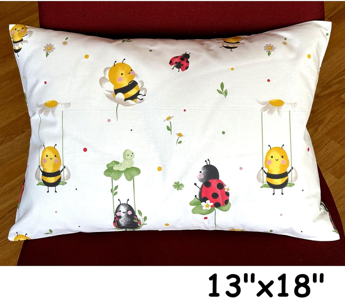 13x18 Pillowcase Kids Standard Size - Cotton Toddler Pillowcase, Bees Pillow Covers for Boys, Girls